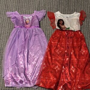 Disney Rapunzel Purple and Moana Red Kids Nightgowns